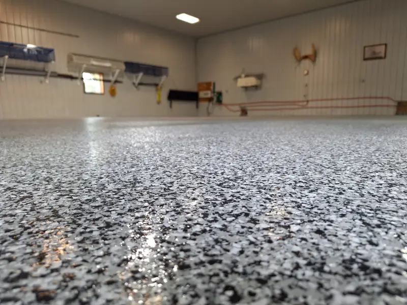 helicopter hanger, full flake with polyaspartic topcoat
