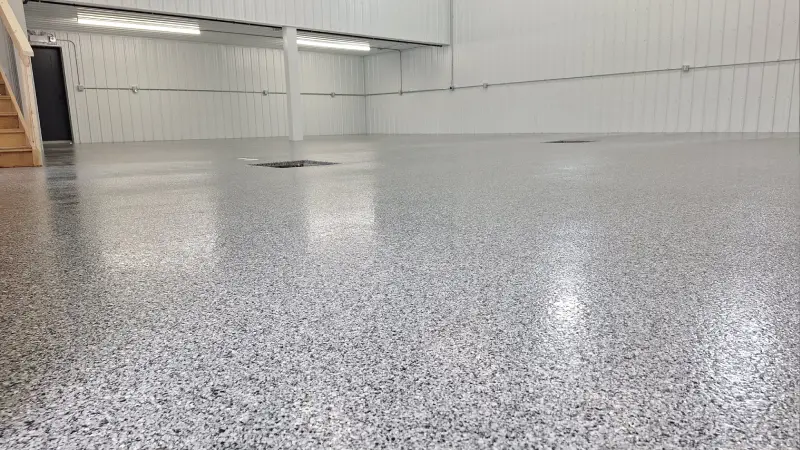 finished full flake with polyaspartic topcoat